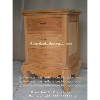 Sell Unfinished Furniture, 3 drawer bedside - Antique Reproduction Furniture, wooden bedside, cabinet, unfinished mahogany wood