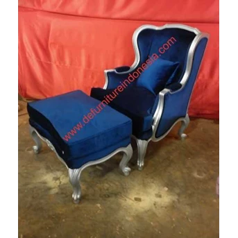 Wing Chair with ottoman, french furniture, indonesia furniture | defurnitureindonesia DFRIC - 79