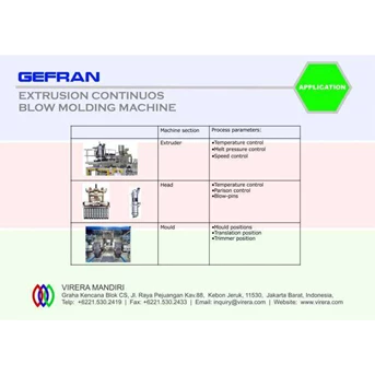 APPLICATION - GEFRAN - Moulding - Extrusion Continous Blow Moulding Machine