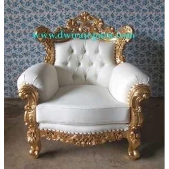 Jepara furniture mebel Racoco Chair Gold leaf & White Leather style by CV.Dwira jepara furniture Indonesia.