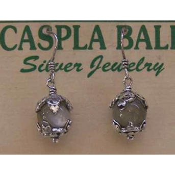 Silver Earring From Mop Bead / Anting Perak Ukir Dengan Manik Kerang Mutiara