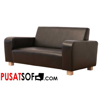 Sofa Minimalis 2 Seater Wide Arm Semi Kulit