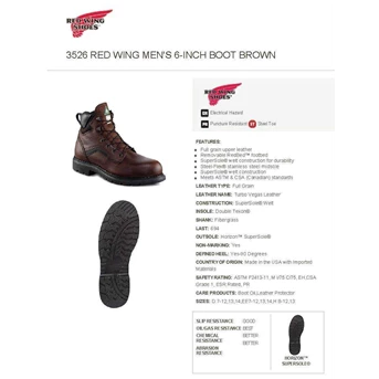 Red Wing Safety Shoes Type 3526