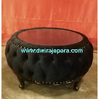 Jepara furniture mebel Ottoman With Glass Top Black Velvet style by CV.Dwira jepara furniture Indonesia.