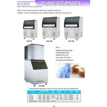 FLAKE ICE MAKER / MESIN PEMBUAT ES BATU BERBENTUK PECAHAN KECIL-KECIL / CK-70/ CK-100/ CK-150/ CK-440