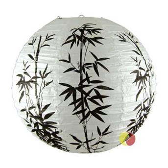 lampion bola motif bambu / lampion kertas-kain