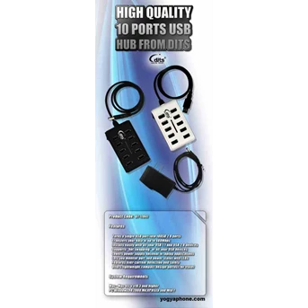 USB Hub 10 port Berkualitas Merk DITS