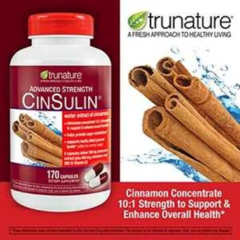 Trunature Advanced Strength CinSulin, 170 Capsules