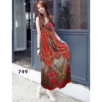 T 749 RED ( LONG DRESS)