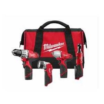 Milwaukee M12 12-Volt Lithium-Ion Cordless Drill Driver/ Impact Wrench/ Ratchet/ Light Combo Kit ( 4-Tool) ( www.com-tools.com)