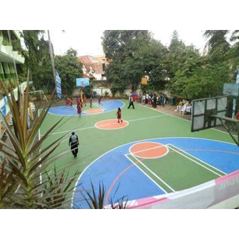 Pengecatan Lapangan Basket Al-Azhar Rawamangun Jakarta dengan Frenxel Paints Floor setara Tennokote
