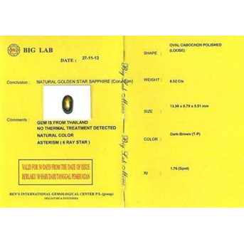 Batu Mulia Antik GOLDEN SAFIR Star. No Heat - BSG 032