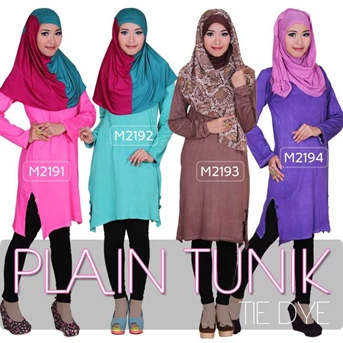 Grosir Baju Muslim Wanita Plain Tunik Tie Dye 4 Warna