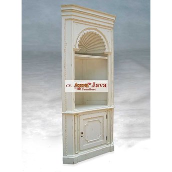 corner cabinet open door Lemari buku french furniture stye white duco BKFC-M dari aura java furniture