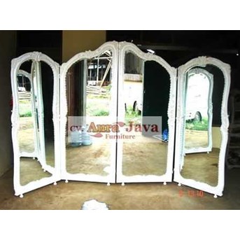 four folding screen Sekat ruangan AN-DRE-4 french style furniture kaca cermin aura java