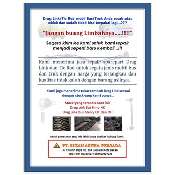 REPAIR/ SERVIS KOMPONEN DRAG LINK, TIE ROD, STABILIZER LINK UNTUK BUS DAN TRUK