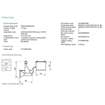 Basic Spot MRS070 1xCDM-R30-70W IC BK PHILIPS