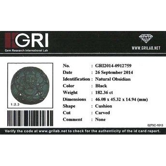 Natural OBSIDIAN Ukir Genesha 3D - CR 014