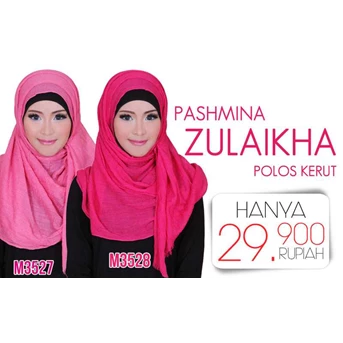 Baju Muslim Pashmina zulaikha polos kerut 16 warna