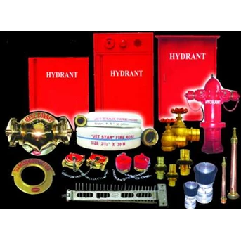 HYDRAN BOX, BOX HYDRAN, HYDRANT BOX INDOOR AND OUTDOOR, HYDRANT PILLAR ONE WAY, TWO WAY, THREE WAY, PERLENGKAPANNYA, FIRE HOSE SELANG KEBAKARAN, JET SPRAY NOZZLE BRANCH PIPE WITH TIP JET NOZZLE, ALL BRASS, HOSE RACK 24 COMB 1, 5, 2, 5 MACHINO COUPLIN