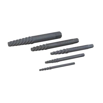 Left Hand Spiral Tapered Flute Extractor Set 5 Pieces - S35P - Gray Tools