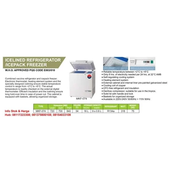 Vaccine Cooler/ Freezer - Icelined Refrigerator GEA Type MKF-074