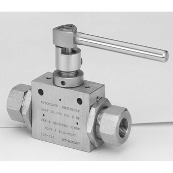 PARKER AUTOCLAVE ENGINEERS Ball Valves 3/ 8” 2-Way .375” ( 9.52 mm) Ball Orifice Pressures to 20, 000 psi ( 1379 bar)