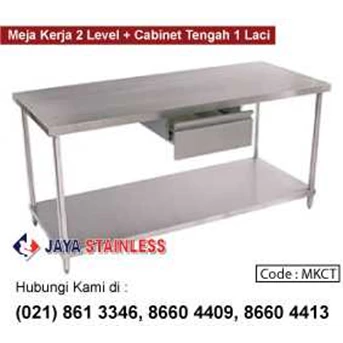 Meja Kerja 2 Level + Cabinet Tengah 1 Laci ( Code: MKCT )