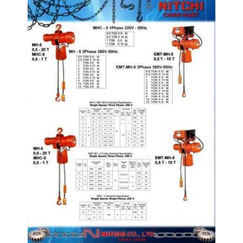 mhc-5 1 phase electric hoist nitchi