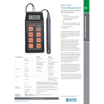 Thermohygrometers HI9564 HI9565