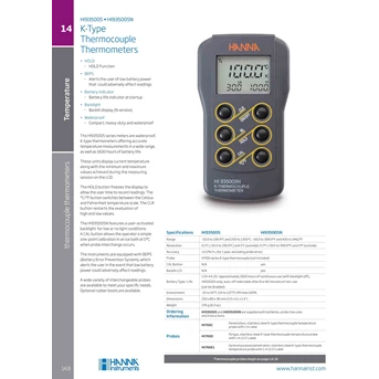 k-type thermocouple thermometers hi935005 hi935005n