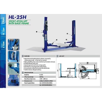 two post lift base frame heshbon hl-25h (lift perbaikan mobil)