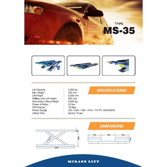 scissor lift-mirage lift ms-35 (lift perbaikan/spooring mobil)-1