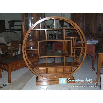 Buffet Pajangan Jati Minimalis Model Bulat