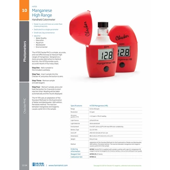 manganese high range handheld colorimeter