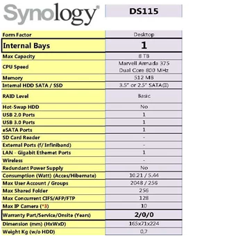 nas synology ds115-1