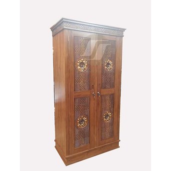 Lemari Pakaian Minimalis Ukir Mawar 2 Pintu