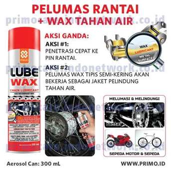 Pelumas Rantai Motor Anti Karat + Wax Chain Lube Primo Lube Wax 300 mL