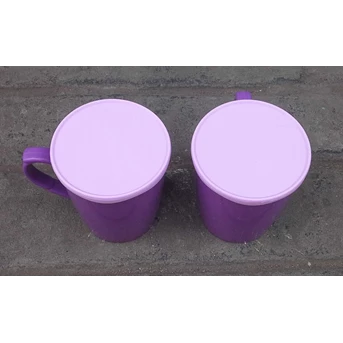gelas tutup atau mug plastik warna ungu golden sunkist mok 7008-4