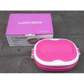 tempat makan lunch box esa kombinasi plastik dan stainless oval-2