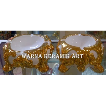 ASBAK KERAMIK PUTIH EMAS
