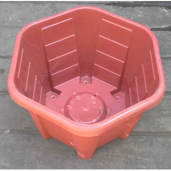 pot plastik no segi enam warna merah bata no 30 merk eko plast-1
