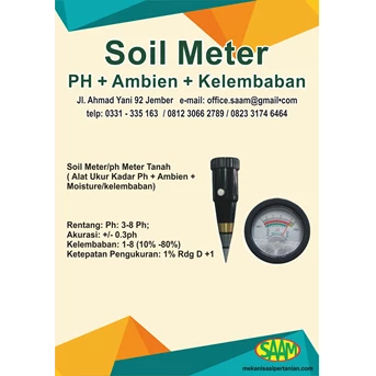 saam soil meter/ph meter tanah alat ukur kadar ph + ambien kelembaban-2