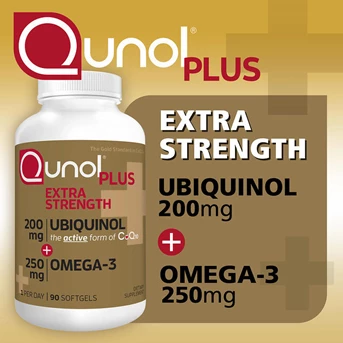 Qunol Plus Extra Strength Ubiquinol, 90 Softgels.