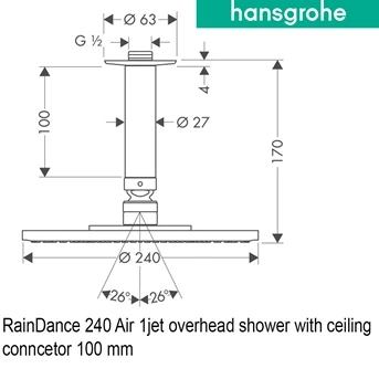 hansgrohe raindance s 240 air 1jet overhead shower arm 390 mm-2