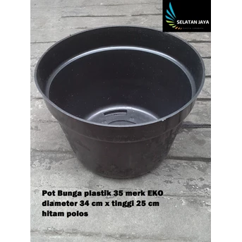 pot bunga plastik motif hitam polos 35 merk eko harga murah-2