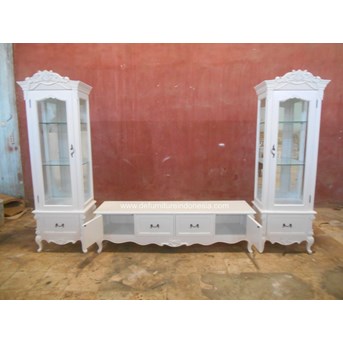 Lemari Bufet Tv White Duco Broderick Kerajinan Kayu