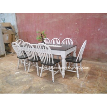 Set Meja Kursi Makan Warna Kombinasi Kerajinan Kayu