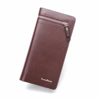 garuda business mens zipper pu leather long section multicard walletpurse handbag dompet pria - coklat-6