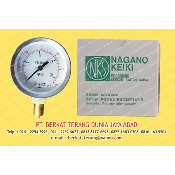 PRESSURE GAUGE NAGANO DUAL SCALE GS.50-221, 0-20 Kgf, 60mm, Pf 1/4